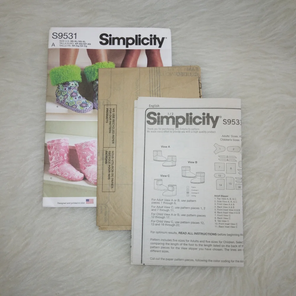 Simplicity Pattern S9531 for Cozy Boot Covers